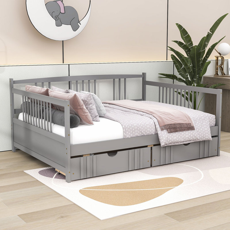 Areena Full Daybed with Two Drawers, Gray