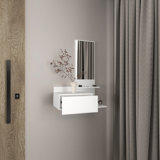 Inspired White Console Table With 3 Shelf And Full Drawer - , Compact Design Floating Extension In Inspired, & Practical