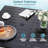Square Patio Table for 4, Outdoor Metal Dining Table w/Umbrella Hole for Porch