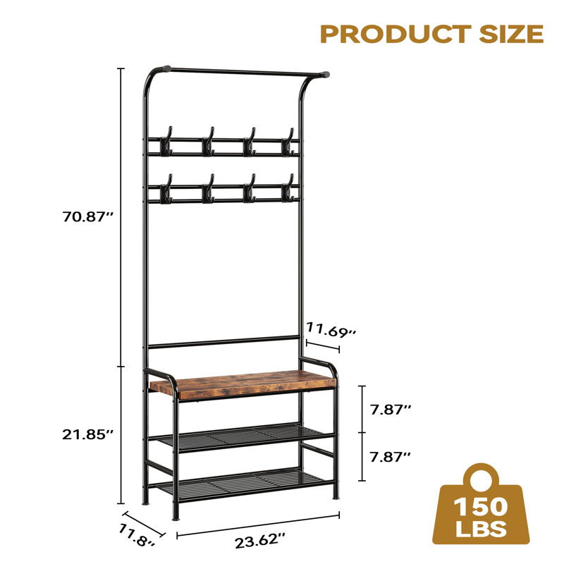 Hall Tree 60cm Wide, Brown/Black