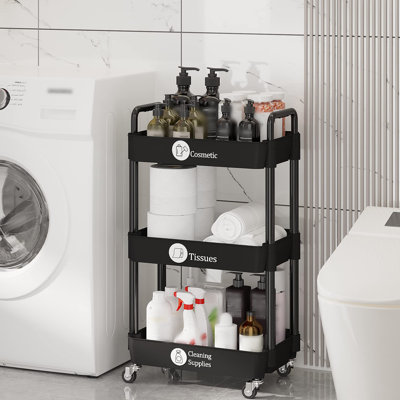 Chariot de cuisine, organisateur de rangement multifonctionnel à roulettes, chariot mobile avec roulettes verrouillables
