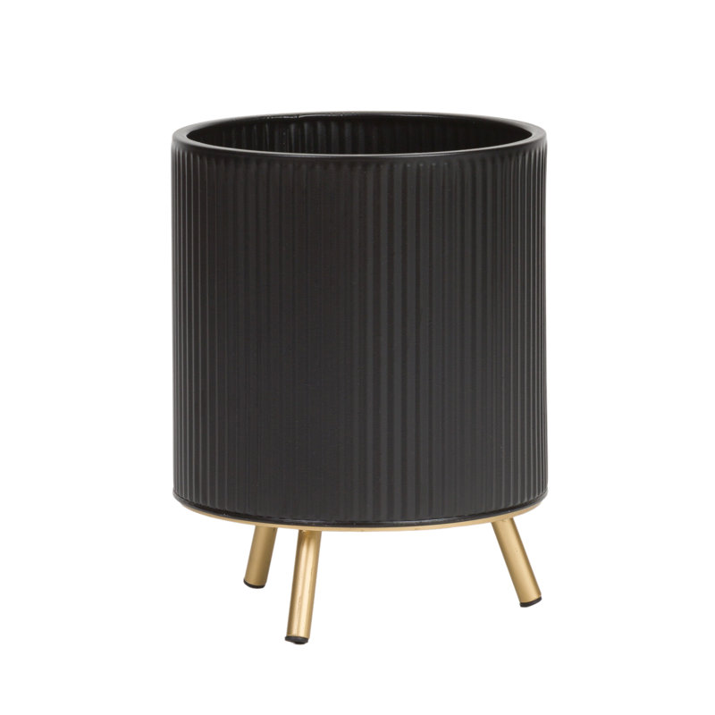 Pot Clemansa Everett avec base Nyra, Or, H 10,5 po x l 8 po x P 8 po