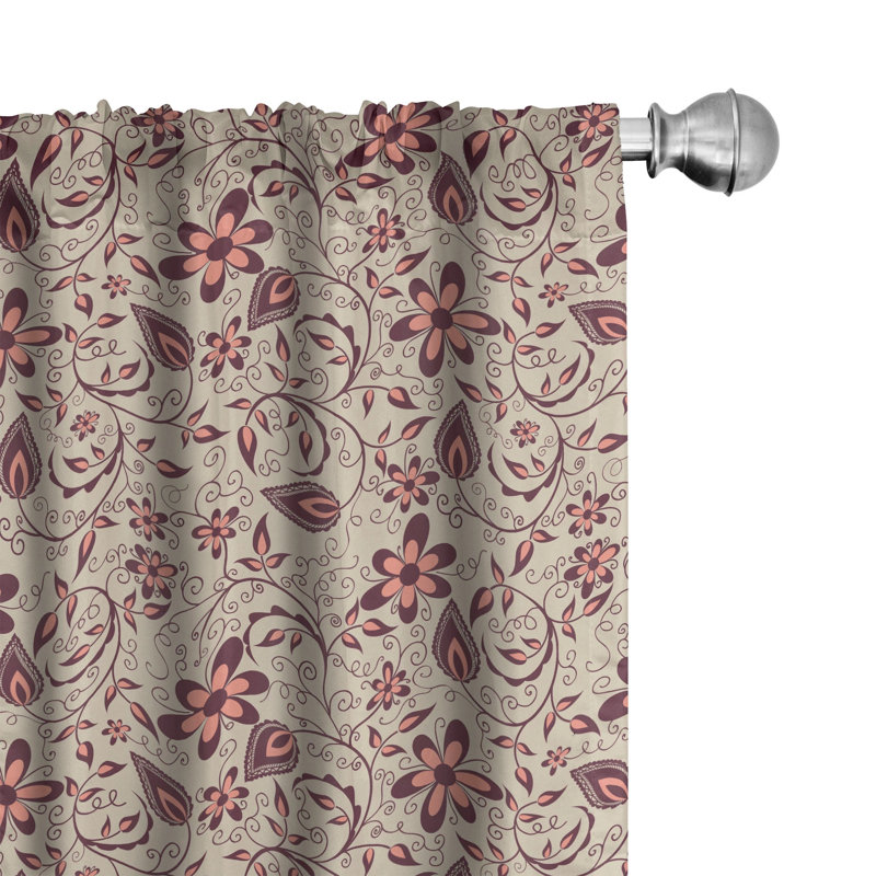 Flower Semi-Sheer Rod Pocket Curtain Panels, 28" x 95"