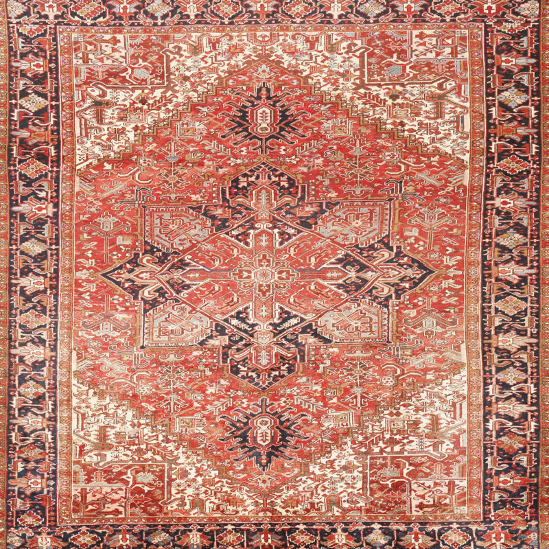Tapis oriental rouge clair / beige, Rond 6 pi
