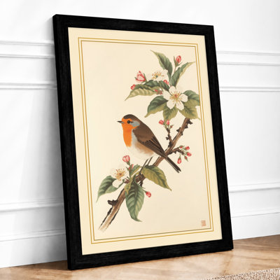 Robin on Blossom Botanical - Framed Print