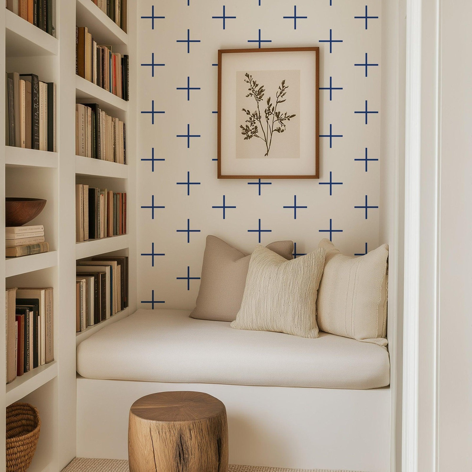 Mrs Paranjape Papers Mrs Paranjape Self-Adhesive Wallpaper, Yves Blue, Non-pasted, Faux Grasscloth