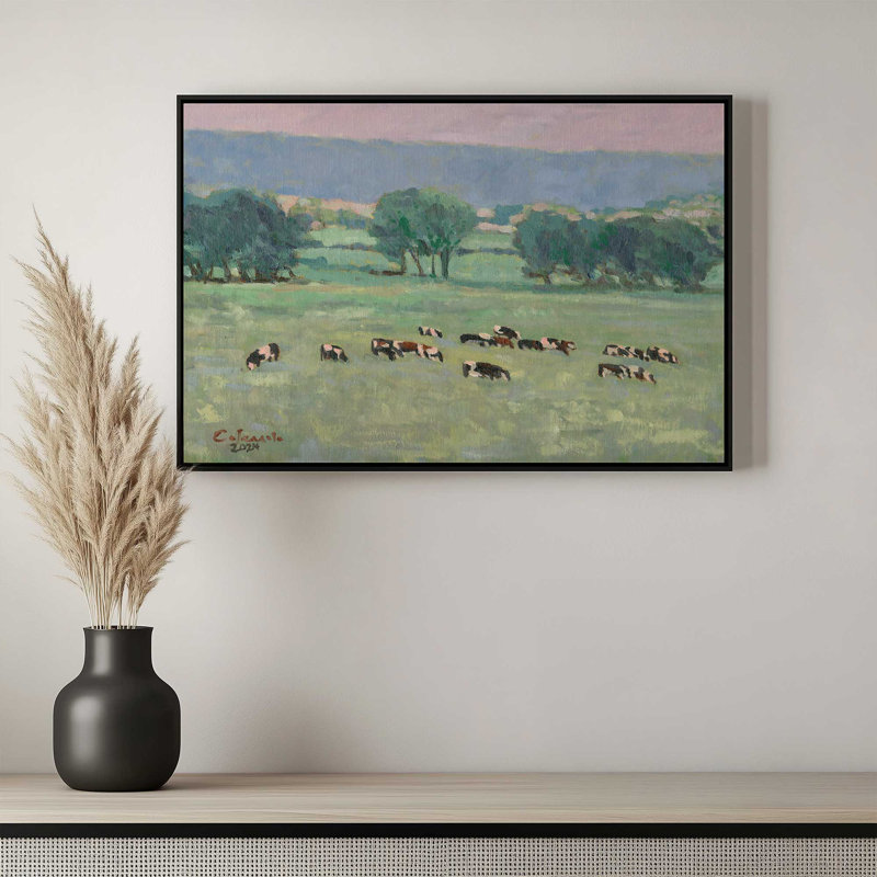 «Somers Cows I» par Stephen Calcasola, reproduction d'art sur toile, 12" H x 18" W, Toile tendue, Ne s’applique pas