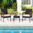 3 PCS Wicker Furniture Set with Acacia Wood Tabletop Armrests Cushions for Backyard