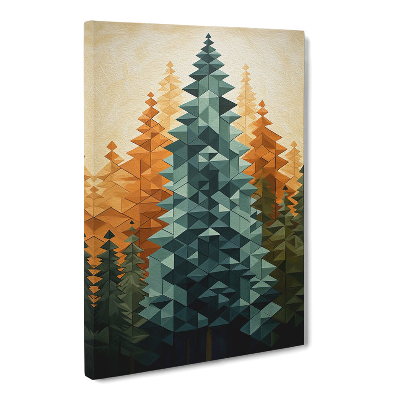 Pine Tree Geometric No.3 - Wrapped Canvas, 50cm H x 35cm W x 3cm D