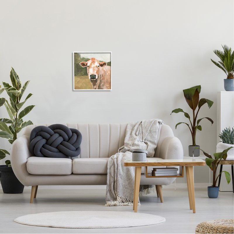 Stupell Industries Cow In Field Painting Framed Giclee Art Design By Victoria Barnes, Giclée encadrée blanc bord de mer