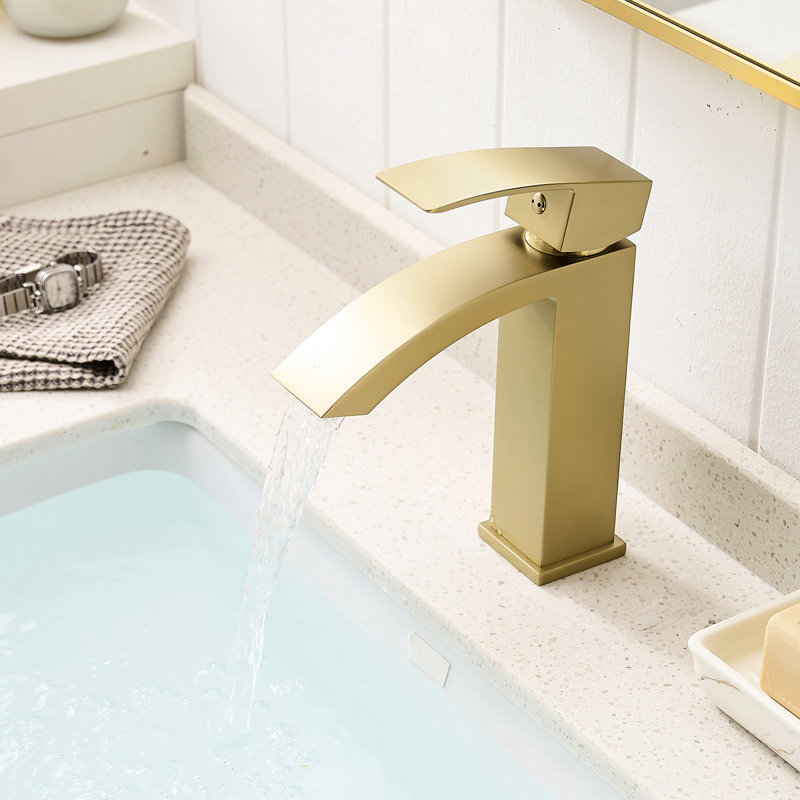 Robinet de salle de bain or brossé - Type de cartouche, robinet de plomberie en alliage d'aluminium contemporain