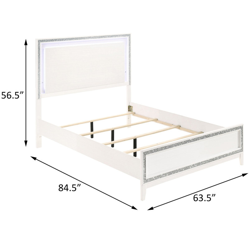 Grand lit moderne avec tête de lit à DEL Radiant - luxe et fonctionnalité blanc brillant