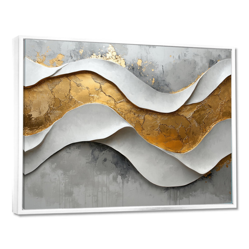 Almonte II - Abstract Large Wall Art, H 12 po x l 20 po, Cadre flottant, Blanc