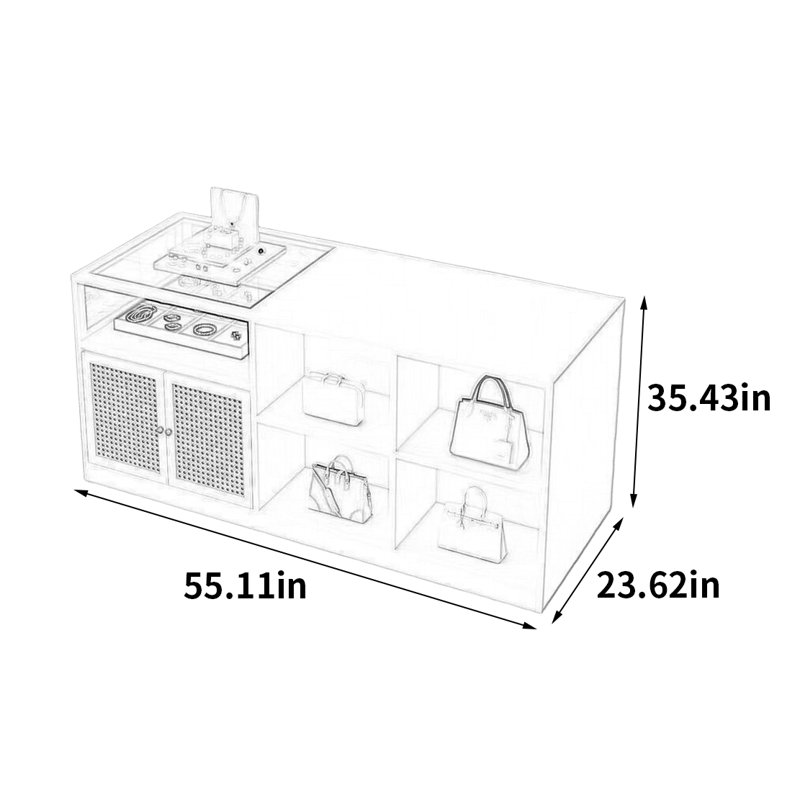 Vitrine de luxe Fashion Light, H 35,43 po x l 55,11 po x P 23,62 po