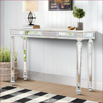 Table basse rétro en bois avec miroir pour le salon et amp; Entrée, facile à nettoyer et amp; Rehausse la lumière