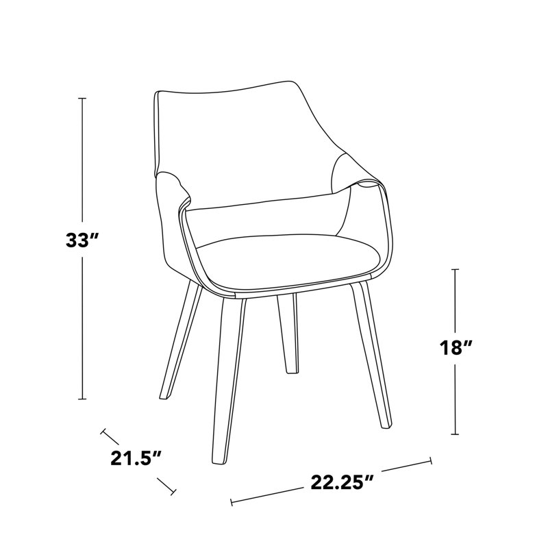 Chaise en bois de noyer et similicuir blanc - ensemble de 2, White, Brown