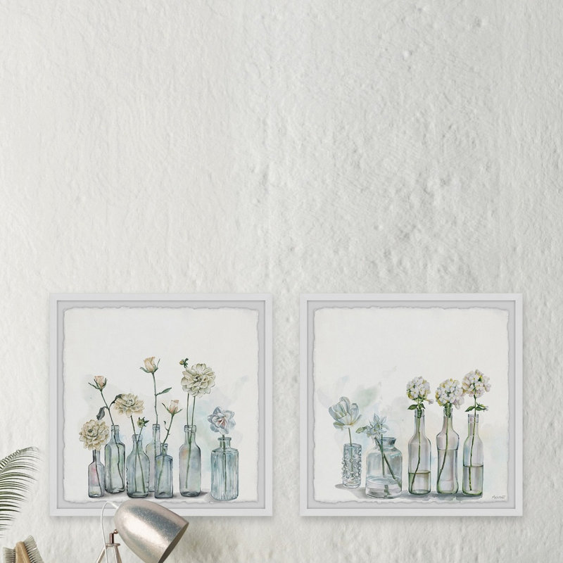 Ensemble de 2 reproductions d’art sur papier encadrée « transparent White Blooms » par Marmont Hill