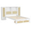 Lit simple blanc avec formats de rangement saisissants - 2 casiers, tiroir, support de tête de lit-441816317