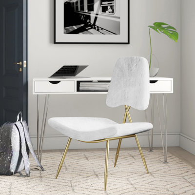 Ponder Upholstered Sheepskin Fur Lounge Chair
