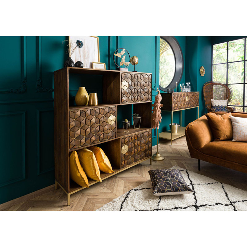 130cm W Metal Shelving Unit, Oiled brown