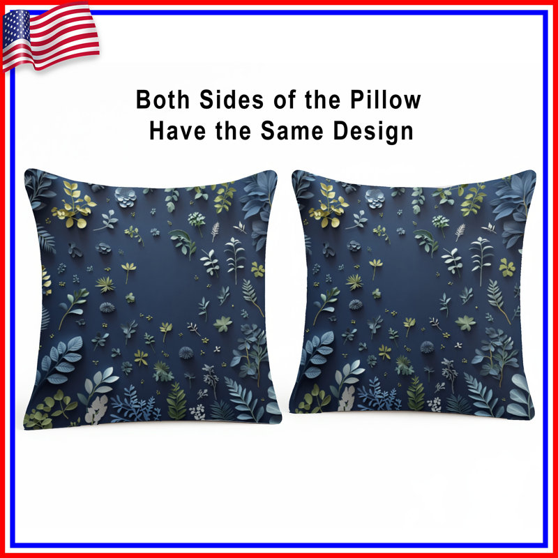 Coussin à motif de feuilles, oreillers floraux double face, 18 po x 18 po