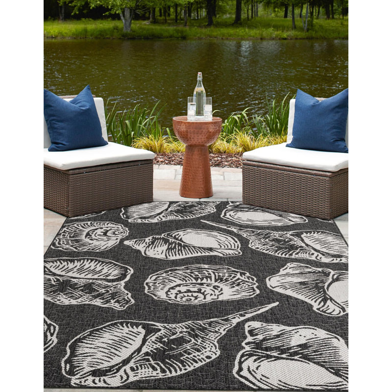 Tapis noir et blanc Contemporary, Rectangle 2 pi x 3 pi 1 po
