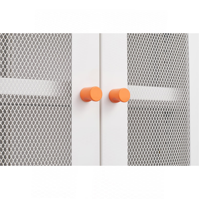 Armoire à chaussures moderne à double porte minimaliste avec portes réglables en maille et armoire de rangement à haut pied creux, compatible avec les aspirateurs robotiques