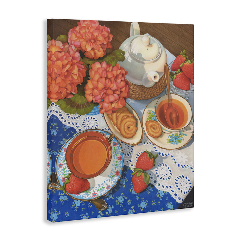 «Country Tea Time», art mural sur toile par Mardell Schuster, H 20 po x l 16 po