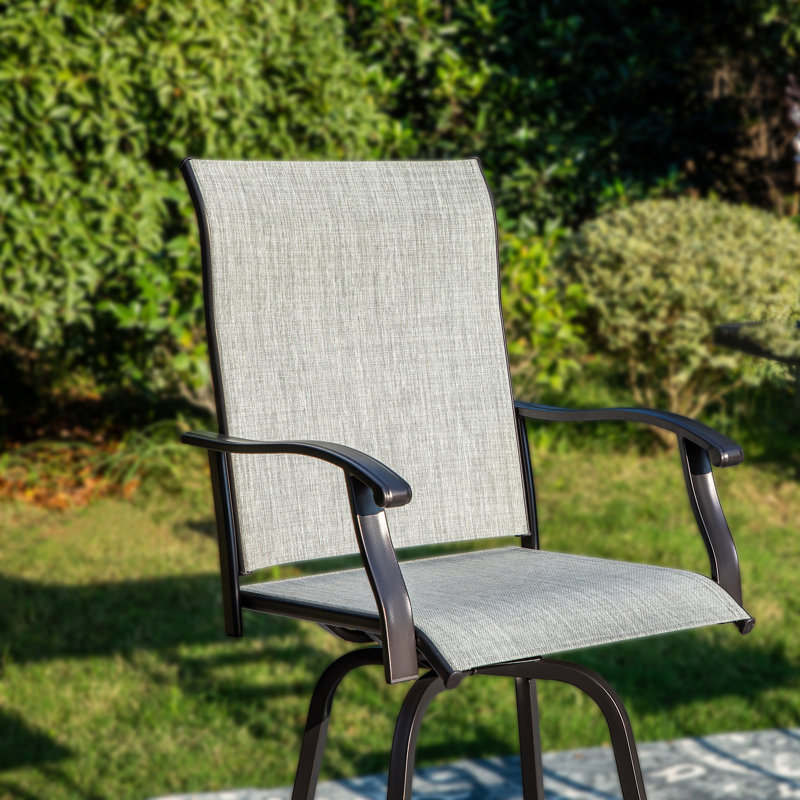 Metal Outdoor 30.25'' Bar Stool, Light Gray