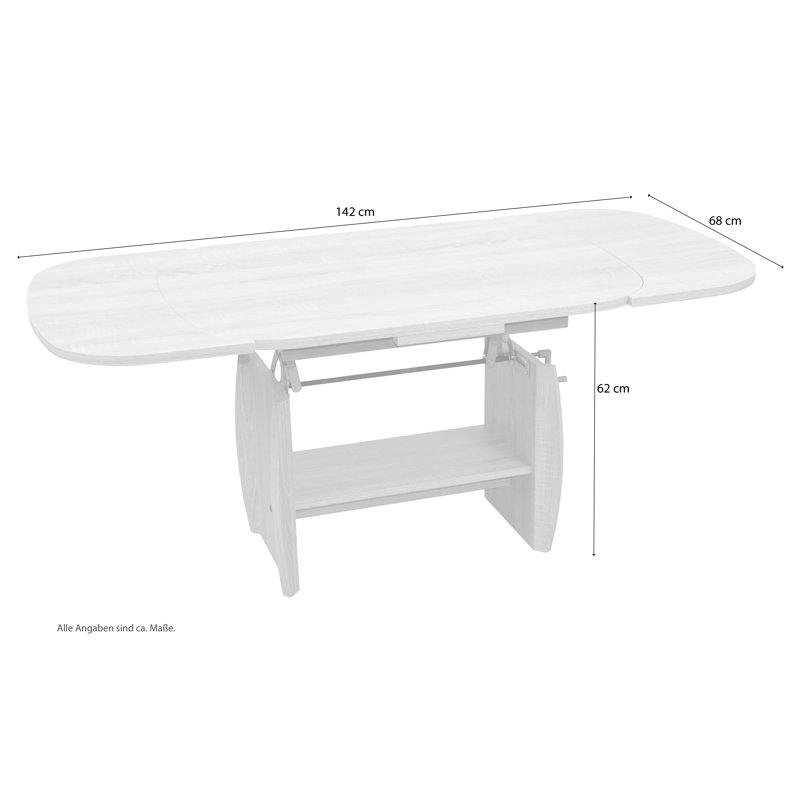 Gamache Lift Top Floor Shelf Coffee Table, Brown/Grey
