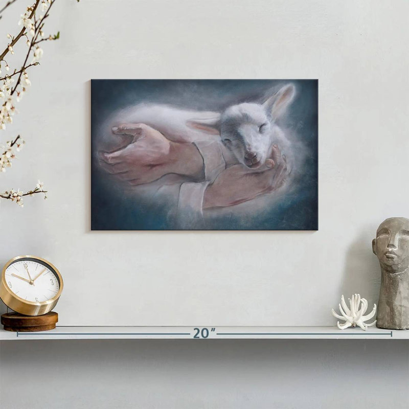 Adella Jesus Holding Lamb, 8" H x 12" W