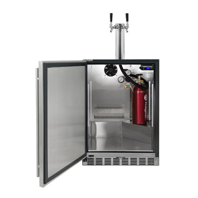 Kegco 24" Wide Dual Tap Stainless Steel Built-In Kegerator with Kit