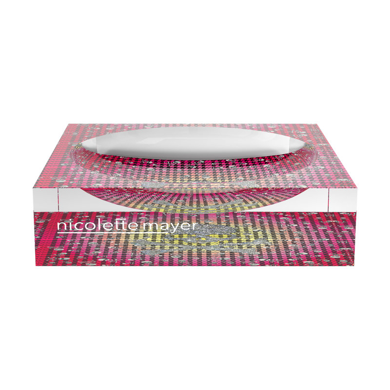 CrossBones Houndstooth Acrylic Candy Catchall Dish, Pink Yellow