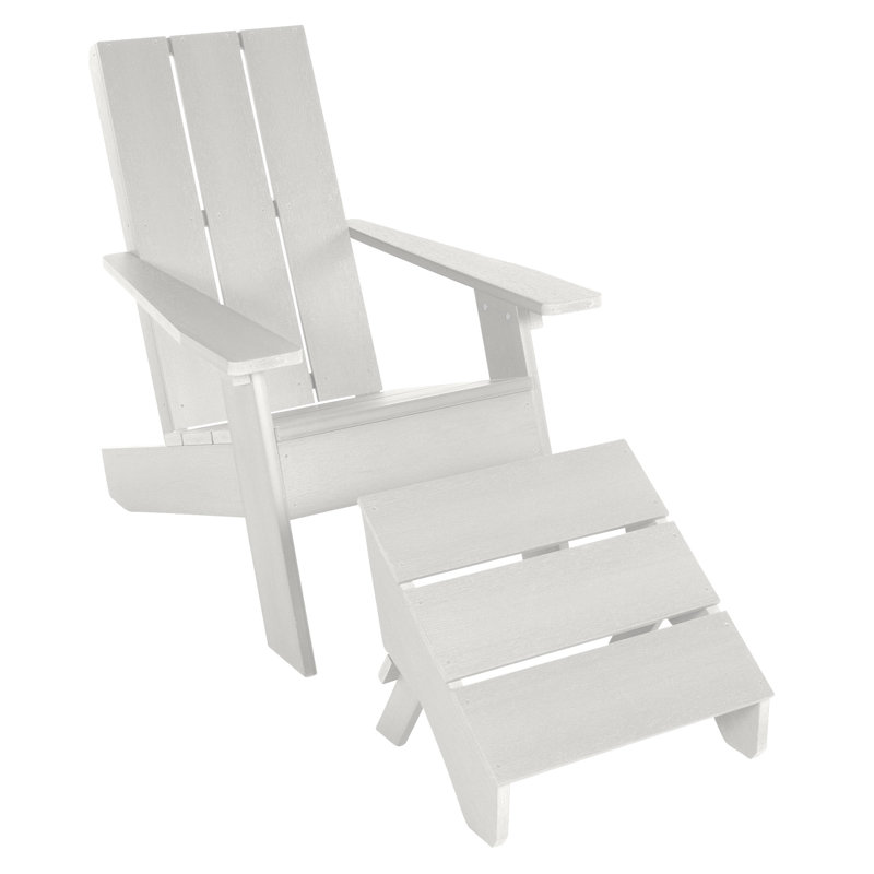 Chaise Adirondack en plastique avec repose-pieds Byrnes, Blanc