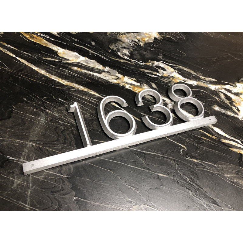 Plaque d'adresse murale 1 ligne Modern Bar, Aluminium industriel, Oui