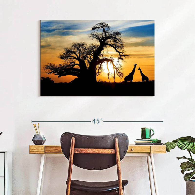 Brampt African Sunset Giraffes, 26" H x 39" W
