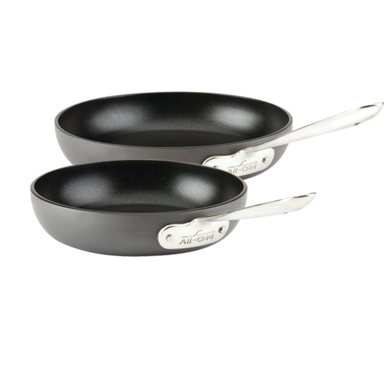 Black Aluminum Non-Stick 2-Piece Fry Pan Set