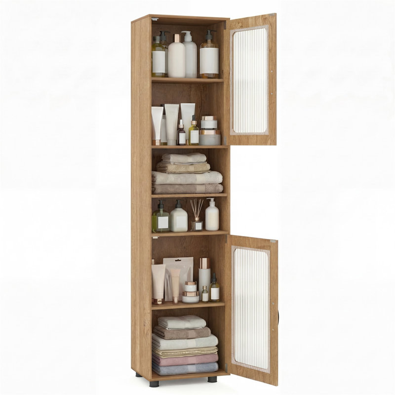 Grande armoire de rangement pour salle de bain, organisateur de rangement autoportant avec tablette réglable pour petits espaces