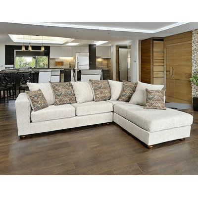 Kinzair Upholstered 106 " Linen and Fabric L-Shaped Sectional