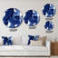 Impression abstraite en bleu classique sur fond blanc I - art moderne en cercle métallique-68856031
