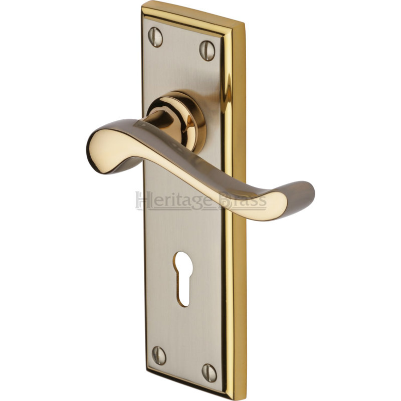 Heritage Brass Heritage Door Handle Lever Lock Edwardian Design, Jupiter Split