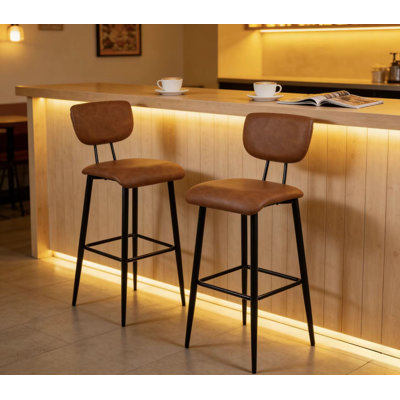 Upholstered Counter Stool with Metal Frame