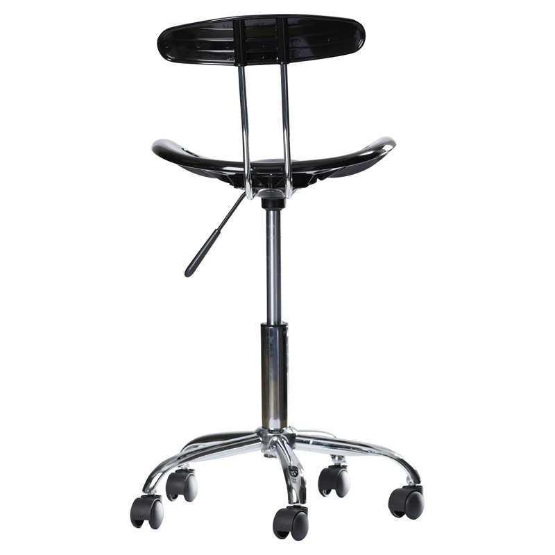 Ergonomic Swivel Black Metal Armless Task Chair with Tractor Seat