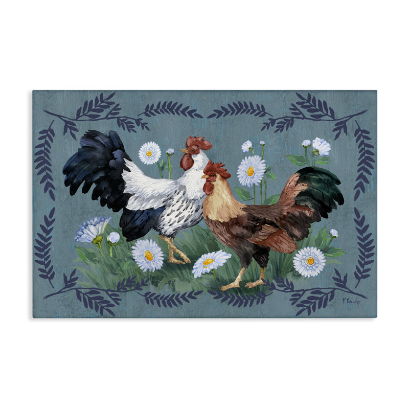 «Roosters with Fern Garniture» par Paul Brent, H 20 po x l 30 po