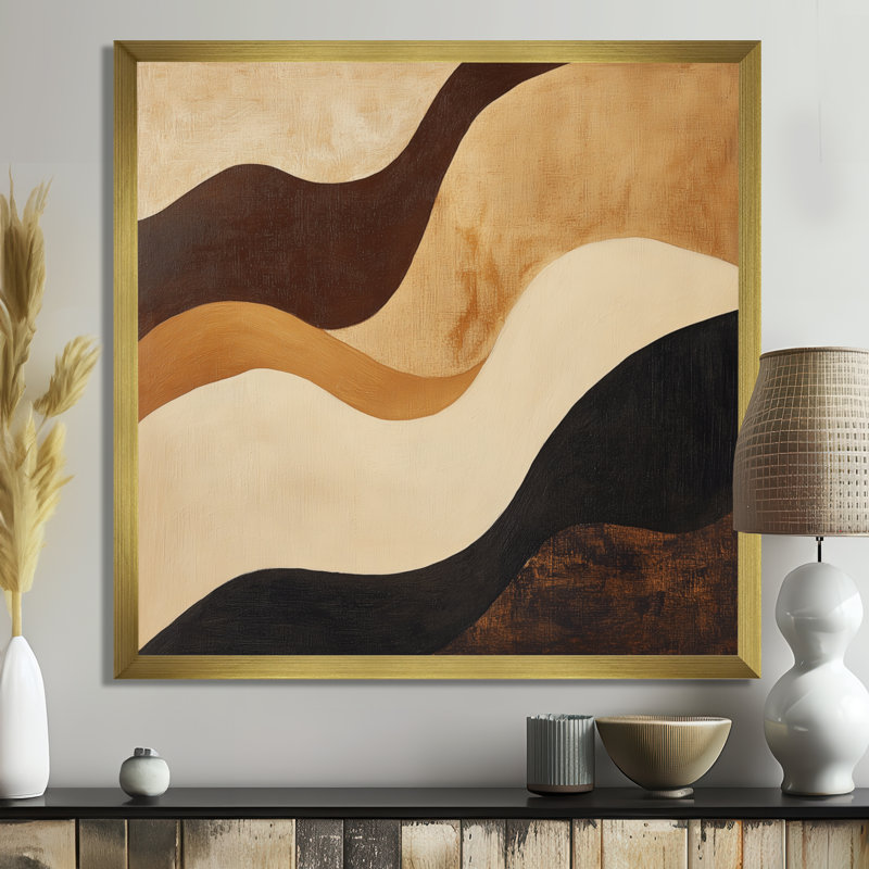 Vinka II - Tableau abstrait sur toile, H 44 po x l 44 po, Encadrement doré