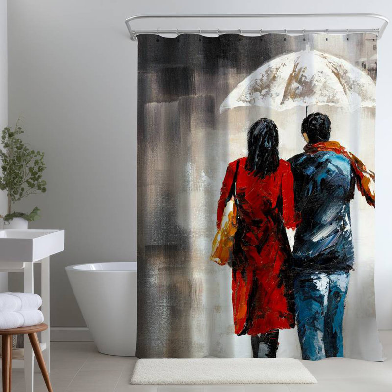 Shower Curtain ST27 – Polyester Shower Curtain, Dye Sublimation Print, 71" W × 74" L