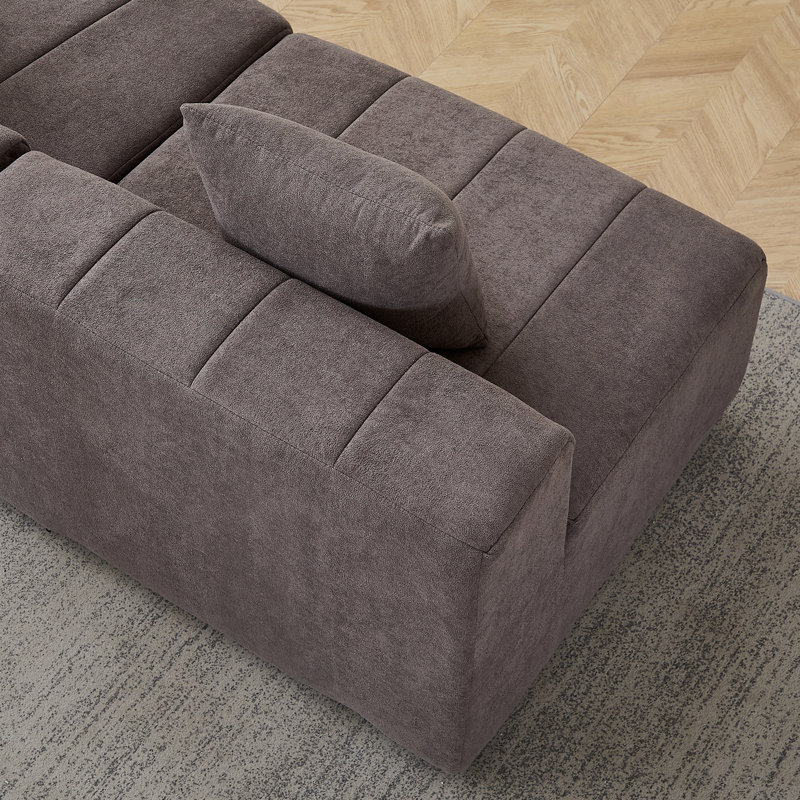 Chenille curved sectional sofa, Gray