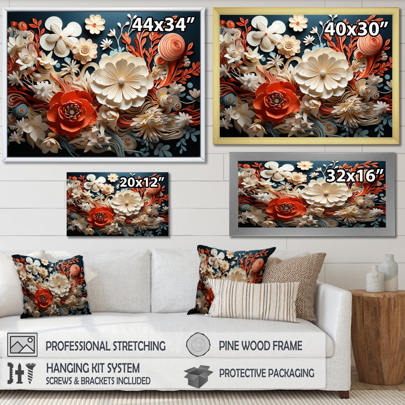 Art mural abstrait sur toile florale, impression moderne de fleurs de corail - Fleurs de corail abstraites II