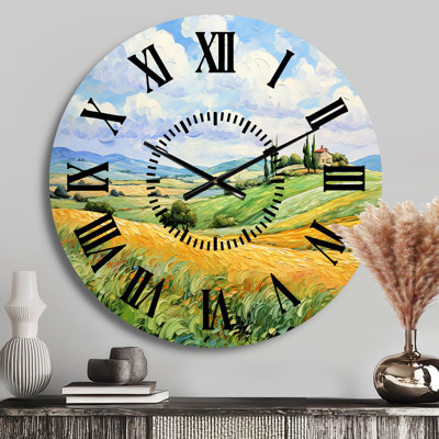 Vangogh Rolling Hills I - Vangogh Black Face Wall Clock