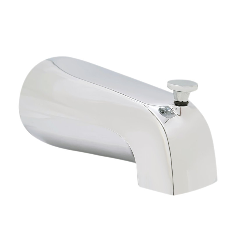 5-1/2" Reach Brass Wall Mount Bathtub Spout with Nose Diverter, Polished Nickel